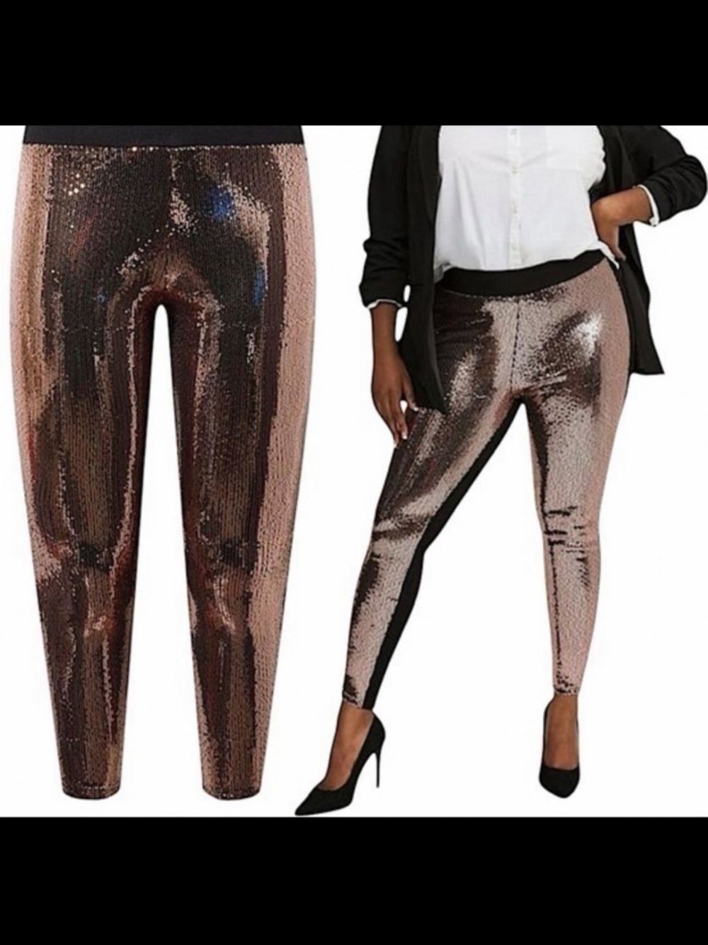 Torrid Rose Gold Full Length Signature Waist Sequin Leggings NWT 2X